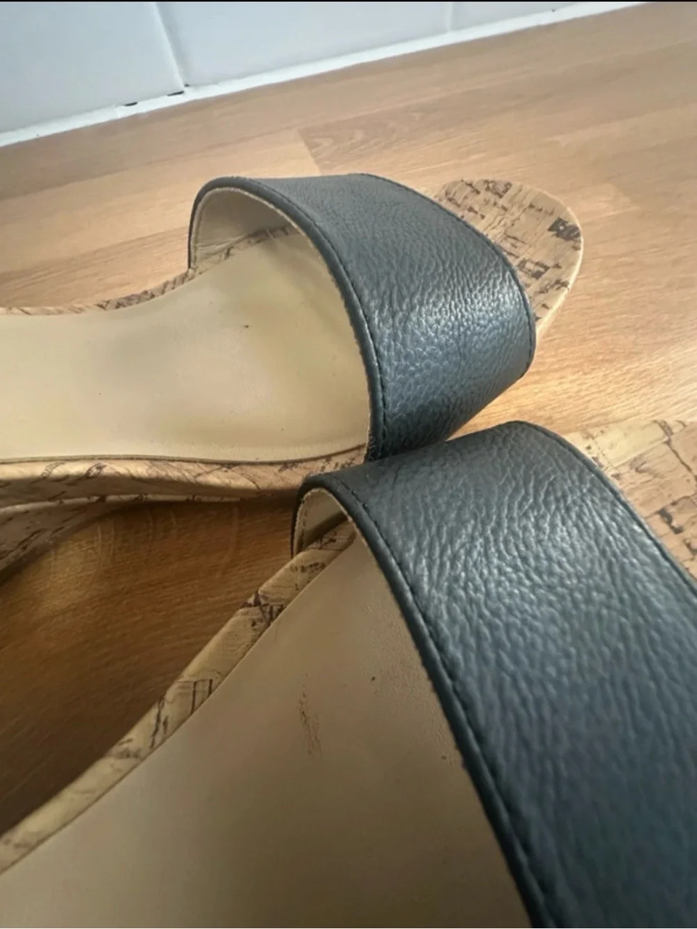 Naturalizer  Black Cork Wedge Black Sandals